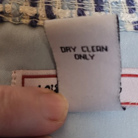 Louise Paris Blue White Tweed Blazer Frayed Hems Cropped Fit - Size L Juniors - Picture 5 of 5